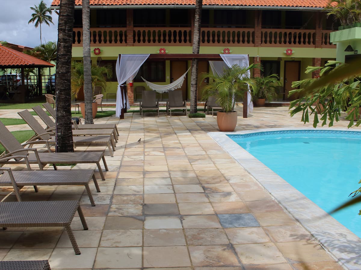 Vista da piscina da Pousada Porto e Mar em Porto de Galinhas